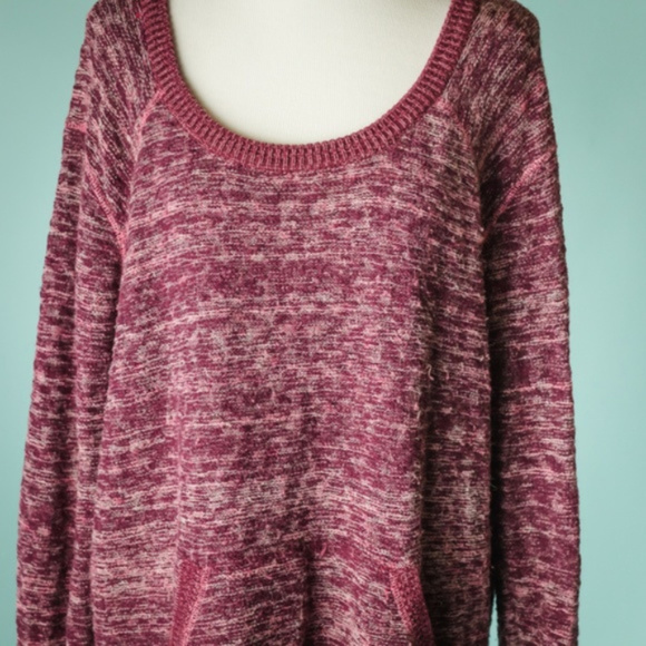 Free People M Burgundy Oversize Sweater - Picture 2 of 5